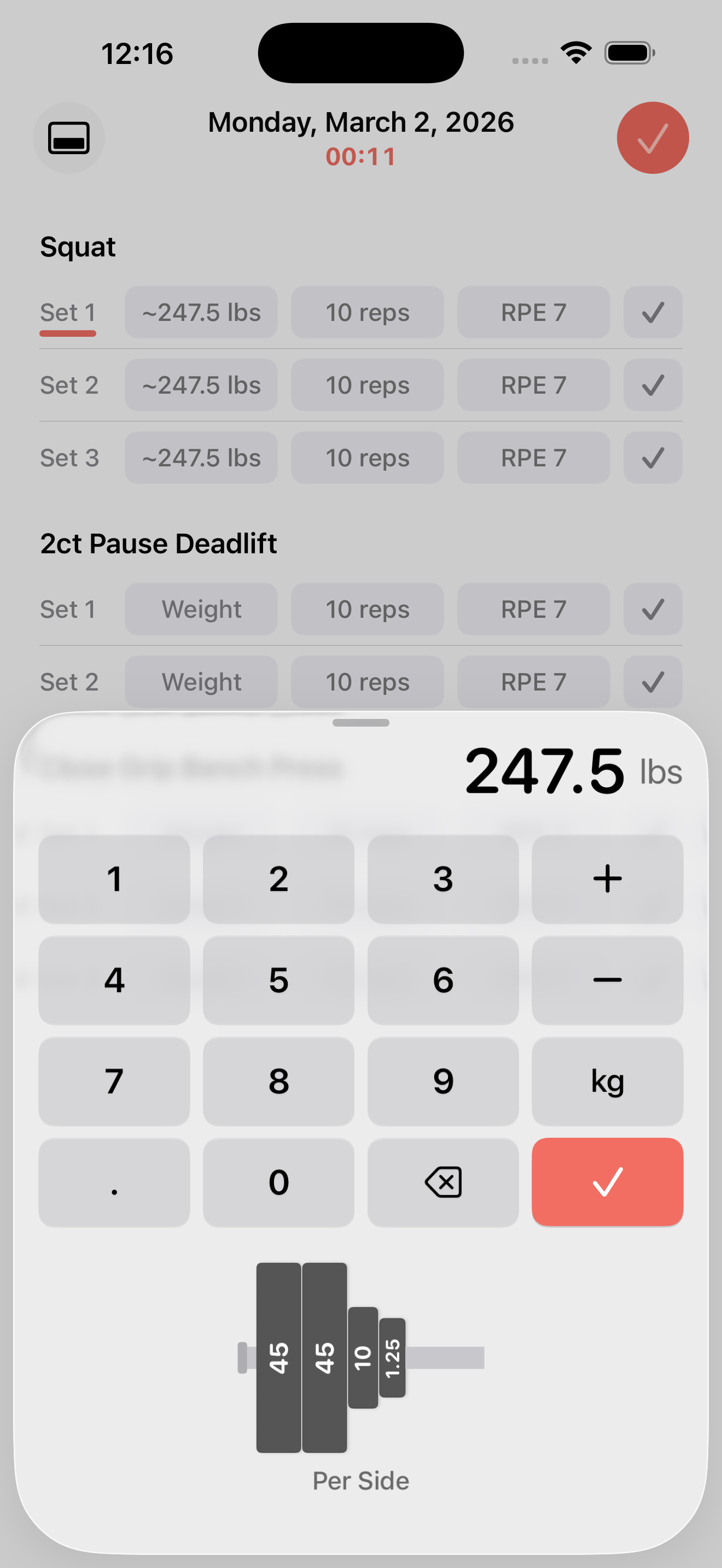 Plate calculator showing bar loading diagram